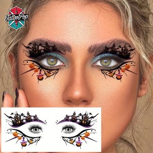 Halloween Eye Makeup Tattoos,Temporary Face Stickers,halloween costume,halloween family,halloween unique,temporarytattoo