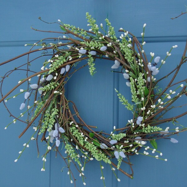 RUSTIC SPRING WREATH, Rustic Twig Wreath, 24" tip to tip, Spring Wreath, Ready to Ship
