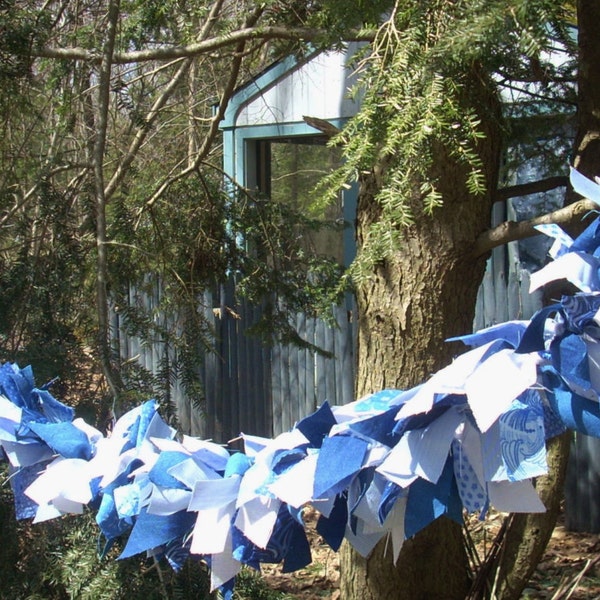 BLUE GARLAND,  6 feet long,  Boho Chic Garland, Baby Boy Shower Garland, Wedding Garland, Party Garland, Little Boy's Nursery Decor