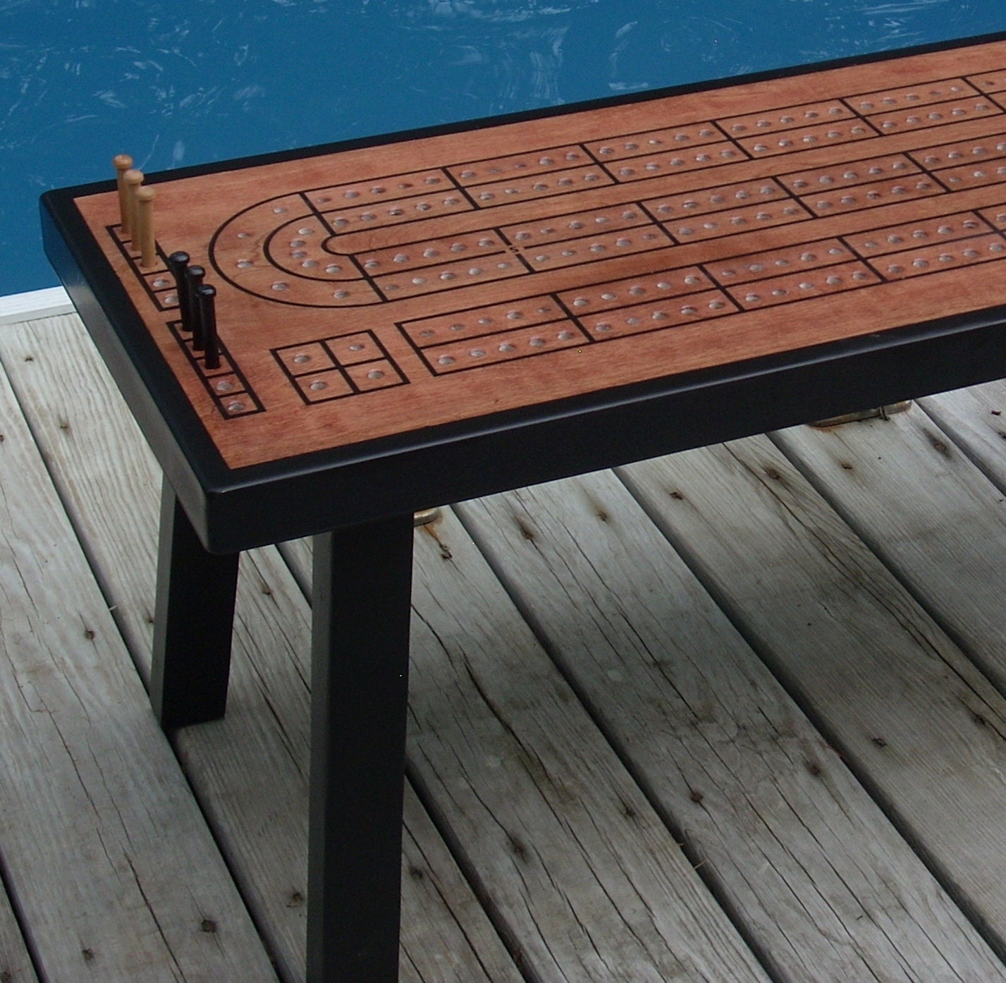 CRIBBAGE TABLE Cribbage Board Red Chestnut Minwax With Black Etsy
