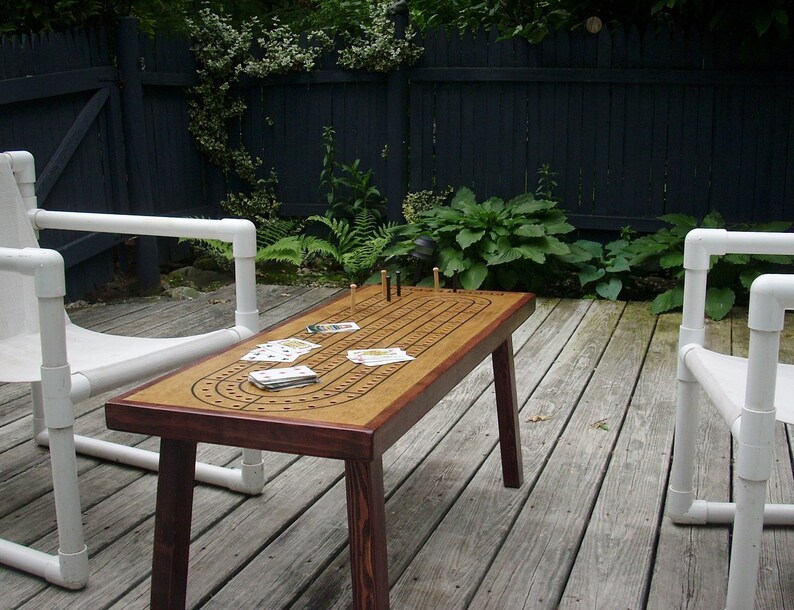 Cribbage Board Table with Accent Border, The Guy's Favorite, Cribbage Board, Gift for him, Cribbage Table, Hand Crafted with bar top finish 