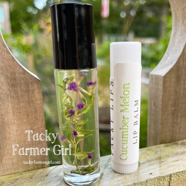 Tacky Farmer Girl's -- Cucumber Melon -- Roll-On Perfume Oil & Tacky Lips -- Lip Balm -- Cucumber Melon