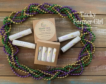 Tacky Lips -- Lip Balm | Mardi Gras Themed Lip Balms | Gift for her or him 4-Pack