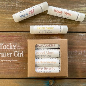 Horse Lovers -- Tacky Lips -- Lip Balm | Horse Lovers | Horse Themed Lip Balms | Gift 4-Pack | Gift for Horse LOVERS