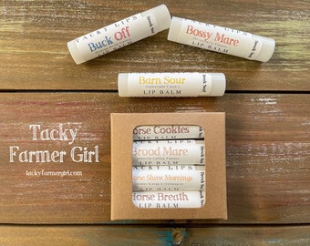 Horse Lovers -- Tacky Lips -- Lip Balm | Horse Lovers | Horse Themed Lip Balms | Gift 4-Pack | Gift for Horse LOVERS