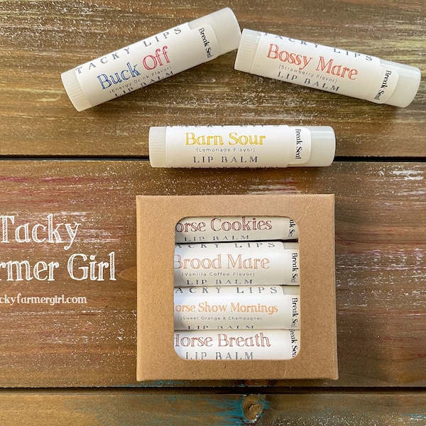 Horse Lovers -- Tacky Lips -- Lip Balm | Horse Lovers | Horse Themed Lip Balms | Gift 4-Pack | Gift for Horse LOVERS