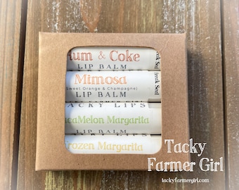 Tacky Lips -- Lip Balm | Cocktails Themed Lip Balms | Gift for her or him 4-Pack