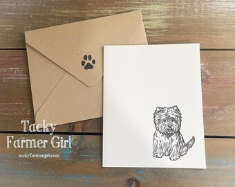Westie Terrier Note Card - Handmade Dog Breed Card with Paw Print