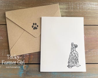 Dog Breed Note Card Boxer -- Handmade Card -- 4"x5" Blank Notecard w/handmade envelope or 6-Pack YOU CHOOSE -- All Handmade