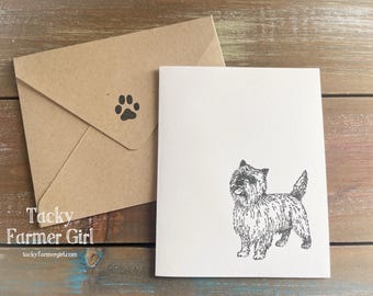 Handmade Carin Terrier Note Card – Blank 4x5 Card with Envelope