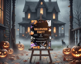 Spooky Halloween Party Invitation | Editable Canva Invite | Printable Digital Halloween Birthday & Costume Party