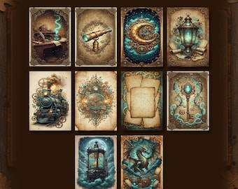 32 Steampunk Vintage-Themed A4 Printable Papers | Retro Antique Scrapbook Backgrounds | Junk Journal, Craft & Collage Digital Download
