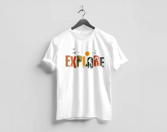 Explore T-Shirt Design – Digital Download – Adventure Graphic Tee Artwork – JPG + AI File for Printing