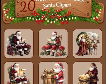 Santa & Reindeer Christmas Clipart: Festive Holiday Graphics (Digital Download - 20 PNGs)