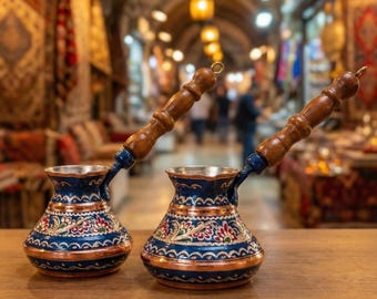 Handmade Armenian Jazva Makers Coffee Pot Copper Wooden Handle