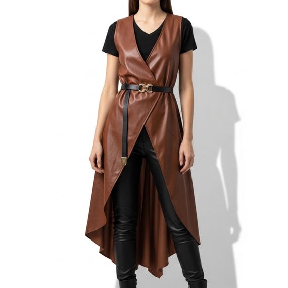 chinese dress ladies Adore Faux Black Leather Vest