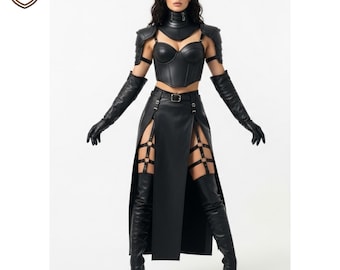 Genuine Gladiator Leather Suit for Women | Combat Outfit | Cosplay Wear | Gift for Her