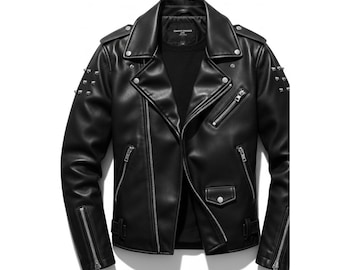 Handmade Skull Leather Biker Jacket: Gothic Rock Style – Punk Motorcycle Outerwear – Edgy Streetwear Fashion – Gift for Him
