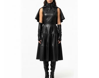 cream leather mini dress Lifestyle | Gisele FAUX LEATHER MINI DRESS main image 0