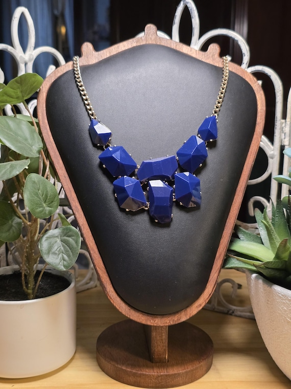 Blue Geometric Statement Necklace - image 1