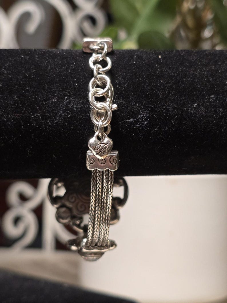 Brighton Twilight Crystal Bracelet Silver Tone Rhinestone Floral Link Adjustable image 11