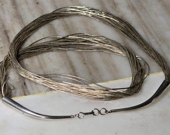 Vintage 20 Strand Liquid Sterling Silver Necklace | Southwestern Navajo Style