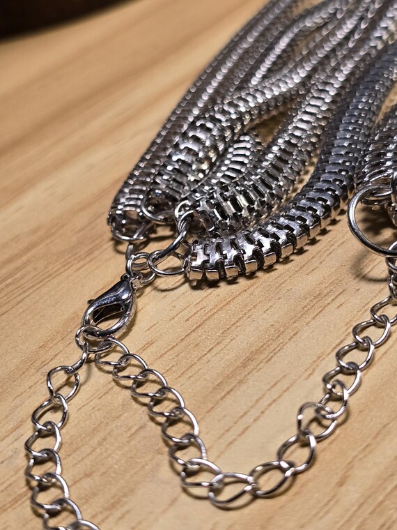 Layered Silver Chain Statement Necklace - image 5