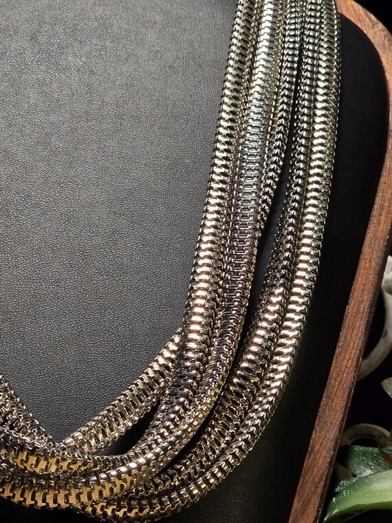 Layered Silver Chain Statement Necklace - image 4