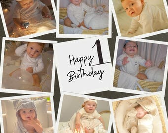Minimalist 1st Birthday Photo Banner: Baby Milestone Gift (Digital Download)