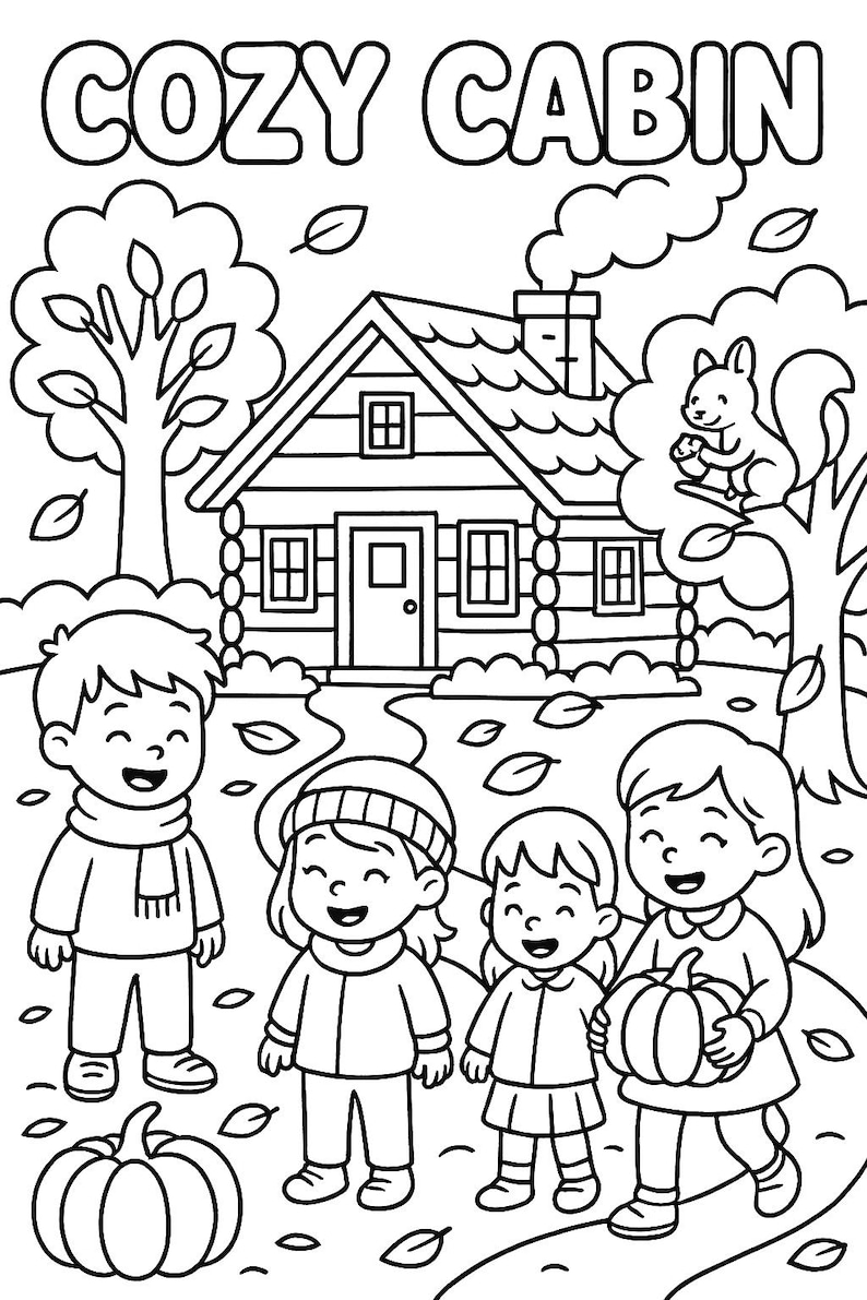 2025 Fall Kids Coloring Pages 10 Pack (labeled) - Etsy