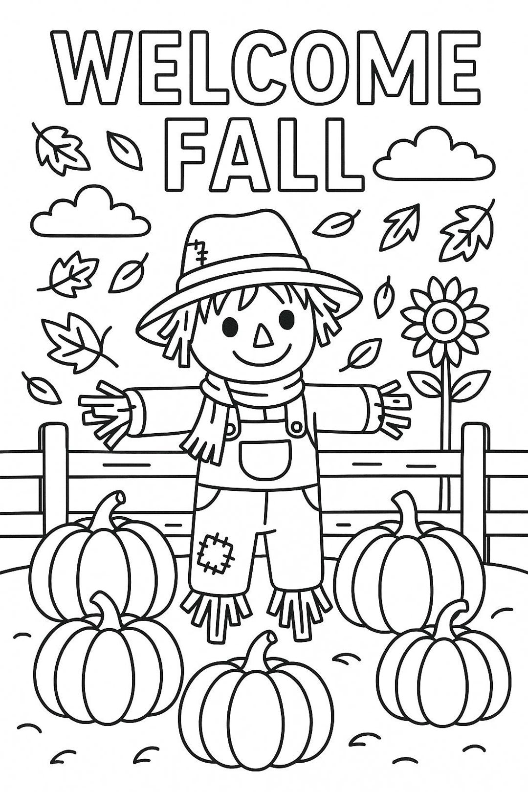 2025 Fall Kids Coloring Pages 10 Pack (labeled) - Etsy