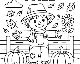 2025 Fall Kids Coloring Pages 10 Pack (Labeled)