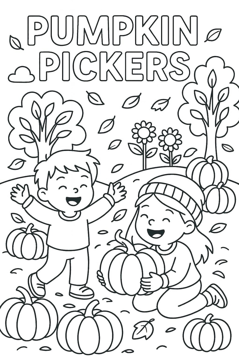 2025 Fall Kids Coloring Pages 10 Pack (labeled) - Etsy