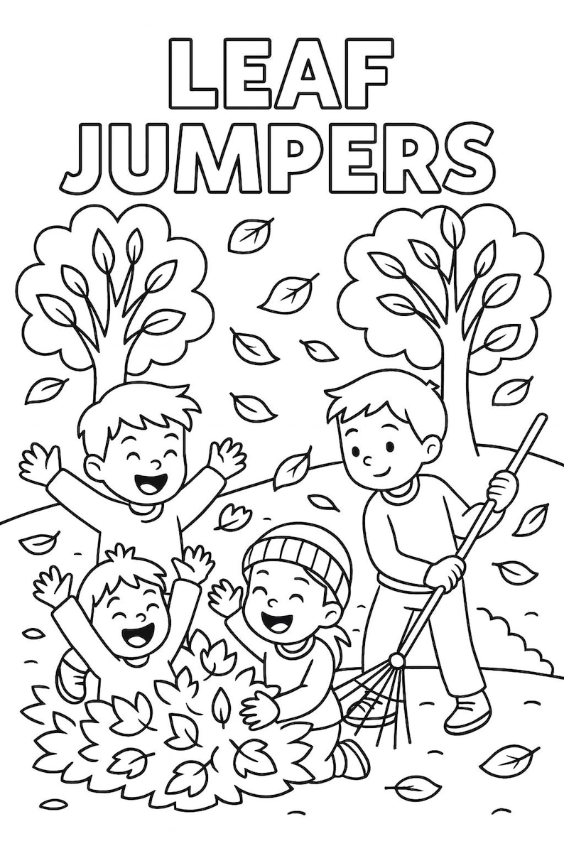 2025 Fall Kids Coloring Pages 10 Pack (labeled) - Etsy