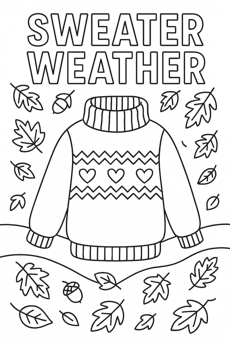 2025 Fall Kids Coloring Pages 10 Pack (labeled) - Etsy