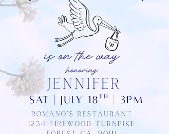 Baby on the Way Invitation, Minimalist Baby Shower | Instant Download (Editable in Canva)