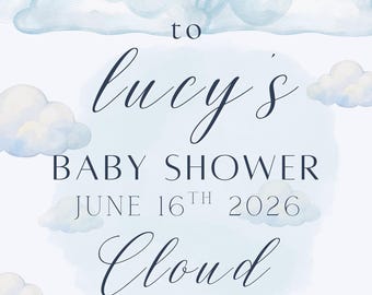 Cloud Nine Baby Shower Welcome Sign | Cloud Theme Entrance Poster (Editable in Canva)