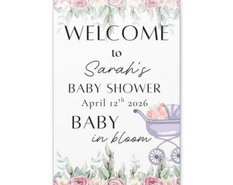Baby in Bloom Welcome Sign Canvas | Baby Shower Nursery Decor