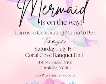Little Mermaid Baby Shower Invitation Template, Under the Sea Invitation