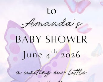 Butterfly Baby Shower Welcome Sign | Garden Party Decor (Editable Template)