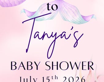 Mermaid Baby Shower Welcome Sign | Under the Sea theme (Editable in Canva)