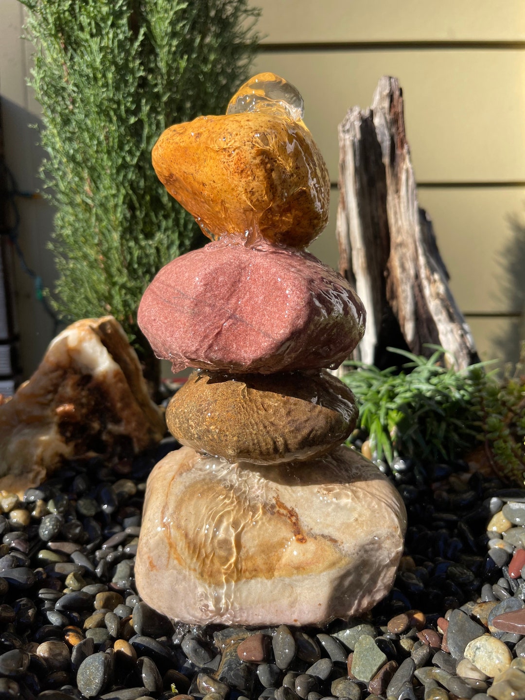 Natural Water Garden Rock Stack Bird Bath Rock Stack Rock Water