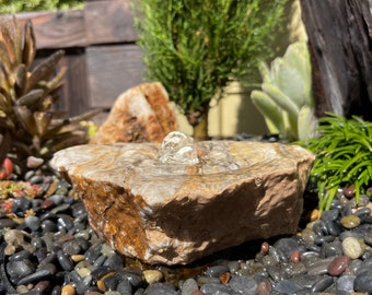 Polished Rock Water Fountain | Bird Bath | Garden Décor | Handmade | Garden Ornament | Water Feature |You can also use solar pump