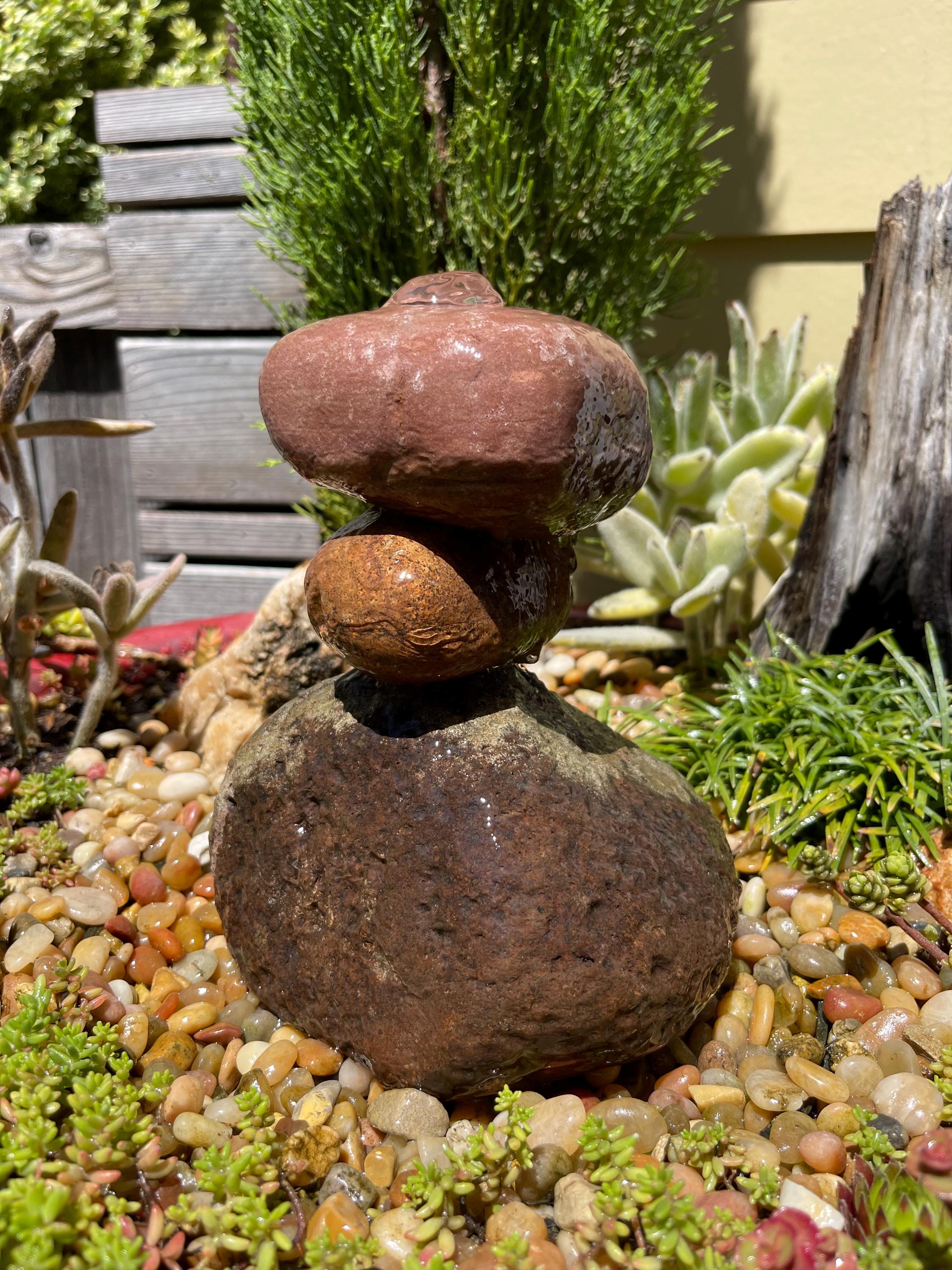 Natural Water Garden  Rock Stack | Bird Bath Rock Stack | Rock Water Fountain | DIY Water Fountain | Rock Stack Collection
