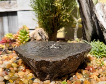 Drilled Rock Water Fountain | DIY Bird Bath Garden Decor (6-1/2x6x2)