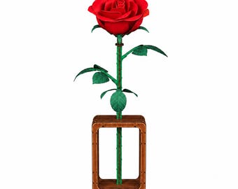 DIY Wooden Rose Flower Model Kit, 3D Puzzle Floral Building Kit, 92 Pcs Rose Craft, Romantic Desk Decor, Gift for Her