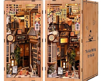 DIY Book Nook Kit – Miniature Dollhouse Bookshelf Insert with Light