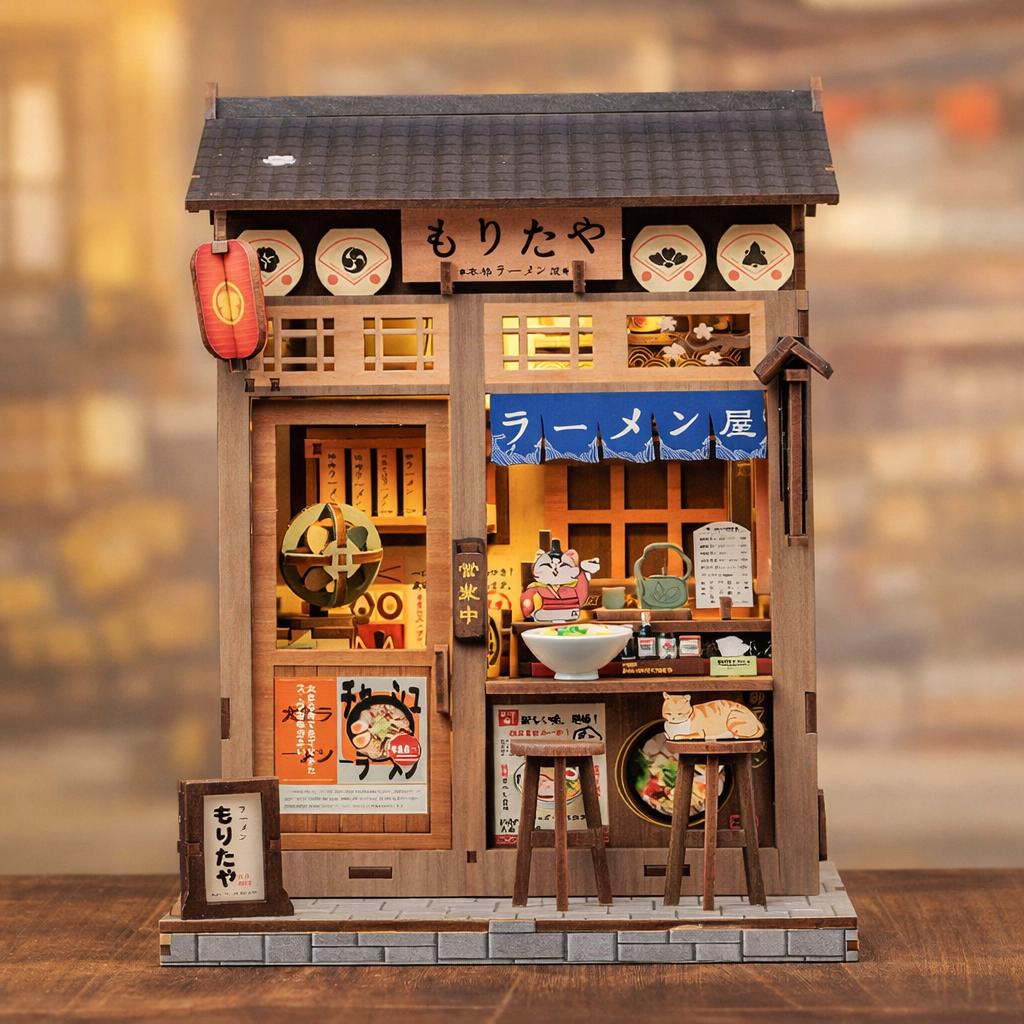 Japanese Ramen Shop DIY Dollhouse Kit – Handmade Miniature House