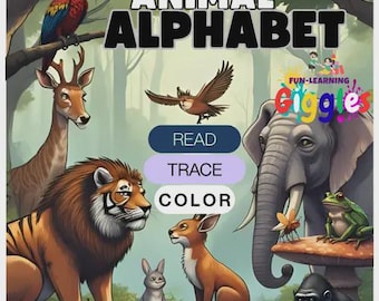 Animal ABC Tracing Worksheet, Zoo Alphabet Coloring Pages (Digital Download)