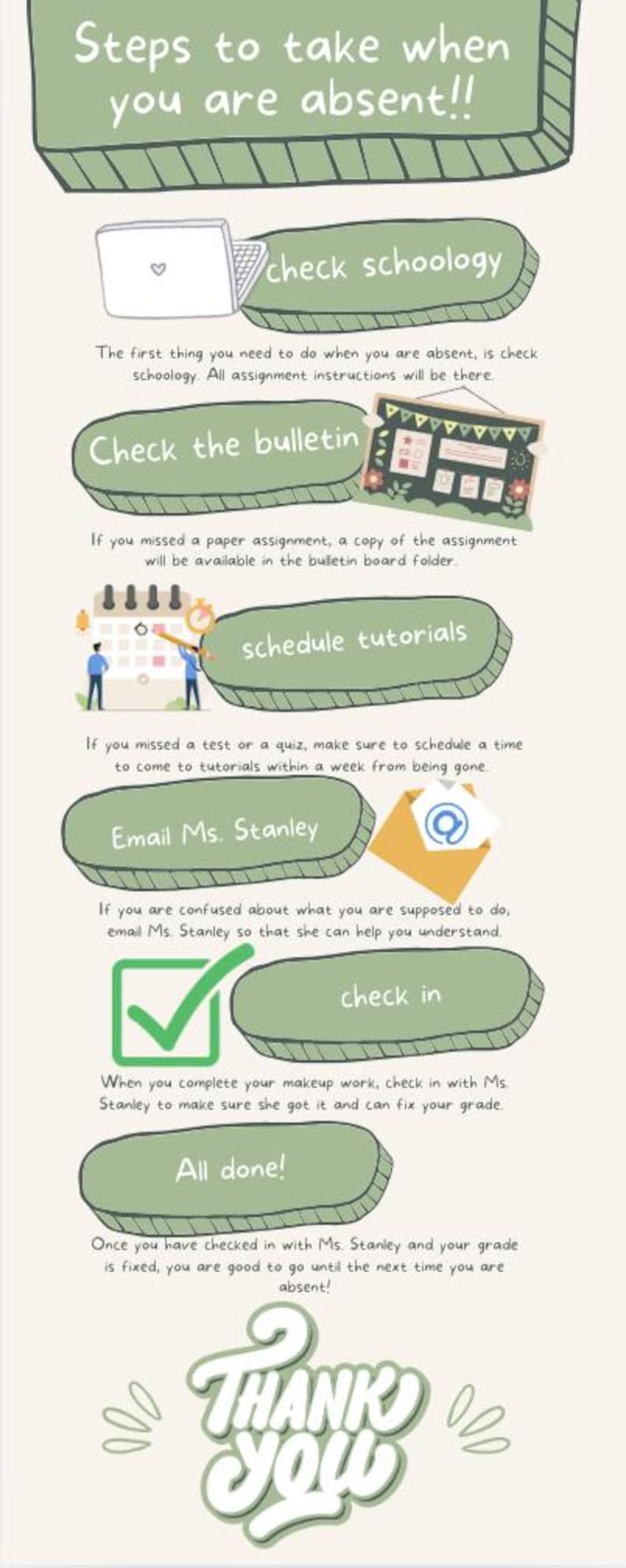 Absent Student Procedure Poster: Earthy Classroom Decor (canva Template ...